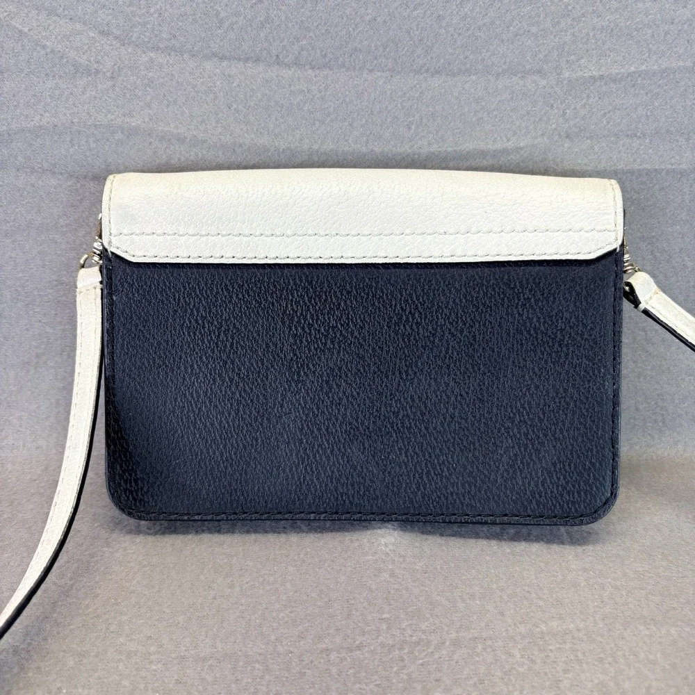 Kate Spade New York Colorblock Ivory Black Leather Small Crossbody Bag